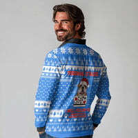 Christmas Stalker Bulldog Long Sleeve Polo Shirt Xmas Holiday Patterns - Wonder Print Shop