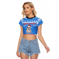 Christmas Stalker Bulldog Raglan Cropped T Shirt Xmas Holiday Patterns - Wonder Print Shop