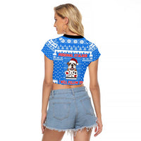 Christmas Stalker Bulldog Raglan Cropped T Shirt Xmas Holiday Patterns - Wonder Print Shop