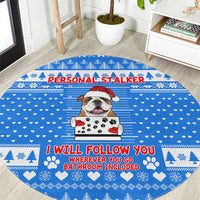 Christmas Stalker Bulldog Round Carpet Xmas Holiday Patterns - Wonder Print Shop