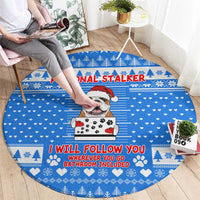Christmas Stalker Bulldog Round Carpet Xmas Holiday Patterns - Wonder Print Shop