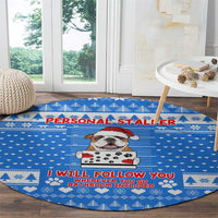 Christmas Stalker Bulldog Round Carpet Xmas Holiday Patterns - Wonder Print Shop
