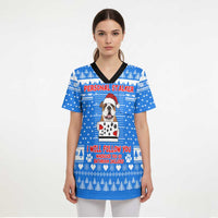 Christmas Stalker Bulldog Scrub Top Xmas Holiday Patterns - Wonder Print Shop