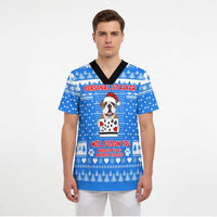 Christmas Stalker Bulldog Scrub Top Xmas Holiday Patterns - Wonder Print Shop