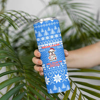 Christmas Stalker Bulldog Skinny Tumbler Xmas Holiday Patterns - Wonder Print Shop