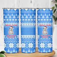 Christmas Stalker Bulldog Skinny Tumbler Xmas Holiday Patterns - Wonder Print Shop