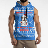 Christmas Stalker Bulldog Sleeveless Hoodie Xmas Holiday Patterns - Wonder Print Shop