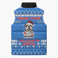 Christmas Stalker Bulldog Sleeveless Puffer Jacket Xmas Holiday Patterns - Wonder Print Shop