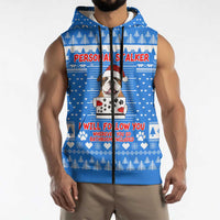 Christmas Stalker Bulldog Sleeveless Zip Hoodie Xmas Holiday Patterns - Wonder Print Shop