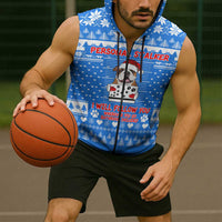 Christmas Stalker Bulldog Sleeveless Zip Hoodie Xmas Holiday Patterns - Wonder Print Shop