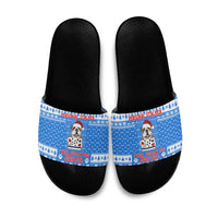 Christmas Stalker Bulldog Slide Sandals Xmas Holiday Patterns - Wonder Print Shop