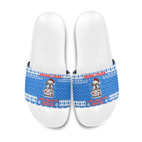 Christmas Stalker Bulldog Slide Sandals Xmas Holiday Patterns - Wonder Print Shop