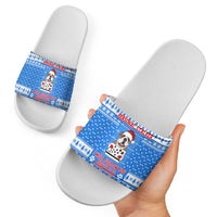 Christmas Stalker Bulldog Slide Sandals Xmas Holiday Patterns - Wonder Print Shop
