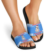 Christmas Stalker Bulldog Slide Sandals Xmas Holiday Patterns - Wonder Print Shop