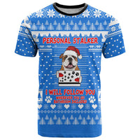 Christmas Stalker Bulldog T Shirt Xmas Holiday Patterns - Wonder Print Shop