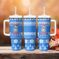 Christmas Stalker Bulldog Tumbler With Handle Xmas Holiday Patterns - Wonder Print Shop