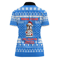 Christmas Stalker Bulldog Women Polo Shirt Xmas Holiday Patterns - Wonder Print Shop