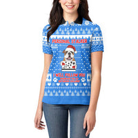 Christmas Stalker Bulldog Women Polo Shirt Xmas Holiday Patterns - Wonder Print Shop