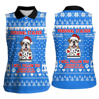 Christmas Stalker Bulldog Women Sleeveless Polo Shirt Xmas Holiday Patterns - Wonder Print Shop