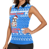 Christmas Stalker Bulldog Women Sleeveless Polo Shirt Xmas Holiday Patterns - Wonder Print Shop