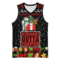 Christmas Straight Outta Gangsta Claus Basketball Jersey Xmas Holiday Patterns - Wonder Print Shop