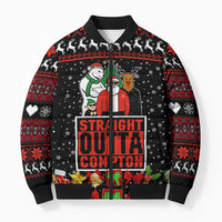 Christmas Straight Outta Gangsta Claus Bomber Puffer Jacket Xmas Holiday Patterns - Wonder Print Shop