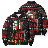 Christmas Straight Outta Gangsta Claus Bomber Puffer Jacket Xmas Holiday Patterns - Wonder Print Shop