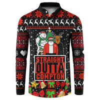 Christmas Straight Outta Gangsta Claus Button Sweatshirt Xmas Holiday Patterns - Wonder Print Shop