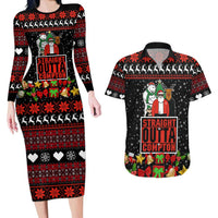 Christmas Straight Outta Gangsta Claus Couples Matching Long Sleeve Bodycon Dress and Hawaiian Shirt Xmas Holiday Patterns - Wonder Print Shop