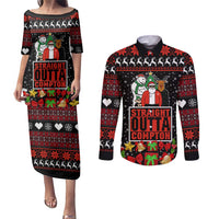 Christmas Straight Outta Gangsta Claus Couples Matching Puletasi and Long Sleeve Button Shirt Xmas Holiday Patterns - Wonder Print Shop