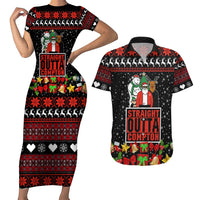 Christmas Straight Outta Gangsta Claus Couples Matching Short Sleeve Bodycon Dress and Hawaiian Shirt Xmas Holiday Patterns - Wonder Print Shop