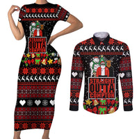 Christmas Straight Outta Gangsta Claus Couples Matching Short Sleeve Bodycon Dress and Long Sleeve Button Shirt Xmas Holiday Patterns - Wonder Print Shop