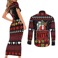 Christmas Straight Outta Gangsta Claus Couples Matching Short Sleeve Bodycon Dress and Long Sleeve Button Shirt Xmas Holiday Patterns - Wonder Print Shop