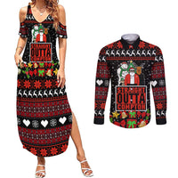 Christmas Straight Outta Gangsta Claus Couples Matching Summer Maxi Dress and Long Sleeve Button Shirt Xmas Holiday Patterns - Wonder Print Shop