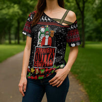 Christmas Straight Outta Gangsta Claus Cross Shoulder Shirt Xmas Holiday Patterns - Wonder Print Shop