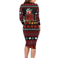 Christmas Straight Outta Gangsta Claus Family Matching Long Sleeve Bodycon Dress and Hawaiian Shirt Xmas Holiday Patterns - Wonder Print Shop