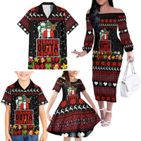 Christmas Straight Outta Gangsta Claus Family Matching Off The Shoulder Long Sleeve Dress and Hawaiian Shirt Xmas Holiday Patterns - Wonder Print Shop