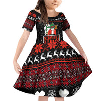 Christmas Straight Outta Gangsta Claus Family Matching Off Shoulder Short Dress and Hawaiian Shirt Xmas Holiday Patterns - Wonder Print Shop