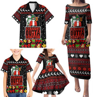 Christmas Straight Outta Gangsta Claus Family Matching Puletasi and Hawaiian Shirt Xmas Holiday Patterns - Wonder Print Shop