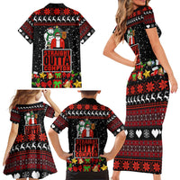 Christmas Straight Outta Gangsta Claus Family Matching Short Sleeve Bodycon Dress and Hawaiian Shirt Xmas Holiday Patterns - Wonder Print Shop