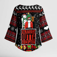 Christmas Straight Outta Gangsta Claus Kimono Sleeve Blouse Xmas Holiday Patterns - Wonder Print Shop
