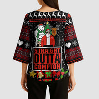 Christmas Straight Outta Gangsta Claus Kimono Sleeve Blouse Xmas Holiday Patterns - Wonder Print Shop