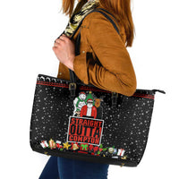 Christmas Straight Outta Gangsta Claus Leather Tote Bag Xmas Holiday Patterns - Wonder Print Shop
