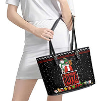 Christmas Straight Outta Gangsta Claus Leather Tote Bag Xmas Holiday Patterns - Wonder Print Shop
