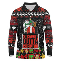 Christmas Straight Outta Gangsta Claus Long Sleeve Polo Shirt Xmas Holiday Patterns - Wonder Print Shop