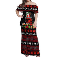 Christmas Straight Outta Gangsta Claus Off Shoulder Maxi Dress Xmas Holiday Patterns - Wonder Print Shop
