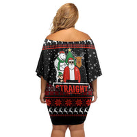 Christmas Straight Outta Gangsta Claus Off Shoulder Short Dress Xmas Holiday Patterns - Wonder Print Shop