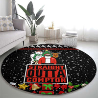 Christmas Straight Outta Gangsta Claus Round Carpet Xmas Holiday Patterns - Wonder Print Shop