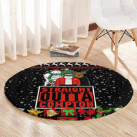 Christmas Straight Outta Gangsta Claus Round Carpet Xmas Holiday Patterns - Wonder Print Shop