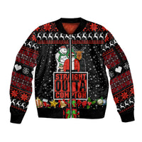 Christmas Straight Outta Gangsta Claus Sleeve Zip Bomber Jacket Xmas Holiday Patterns - Wonder Print Shop